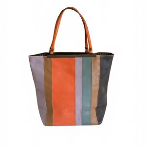 Jamin Puech Bag Leather Striped Shoulder Purse Made In France Vintage